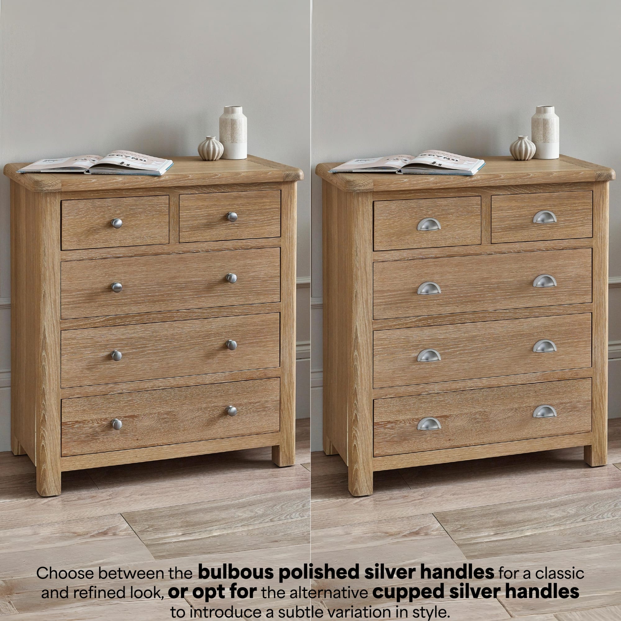 Memphis Limed Oak 3 + 2 Drawer Chest
