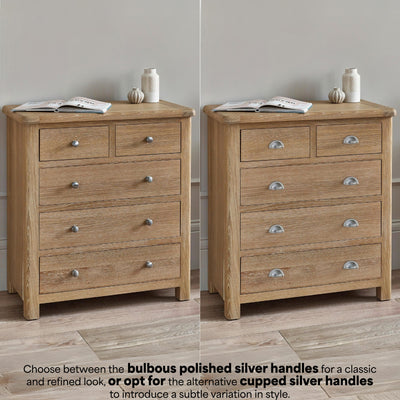 Memphis Limed Oak 3 + 2 Drawer Chest