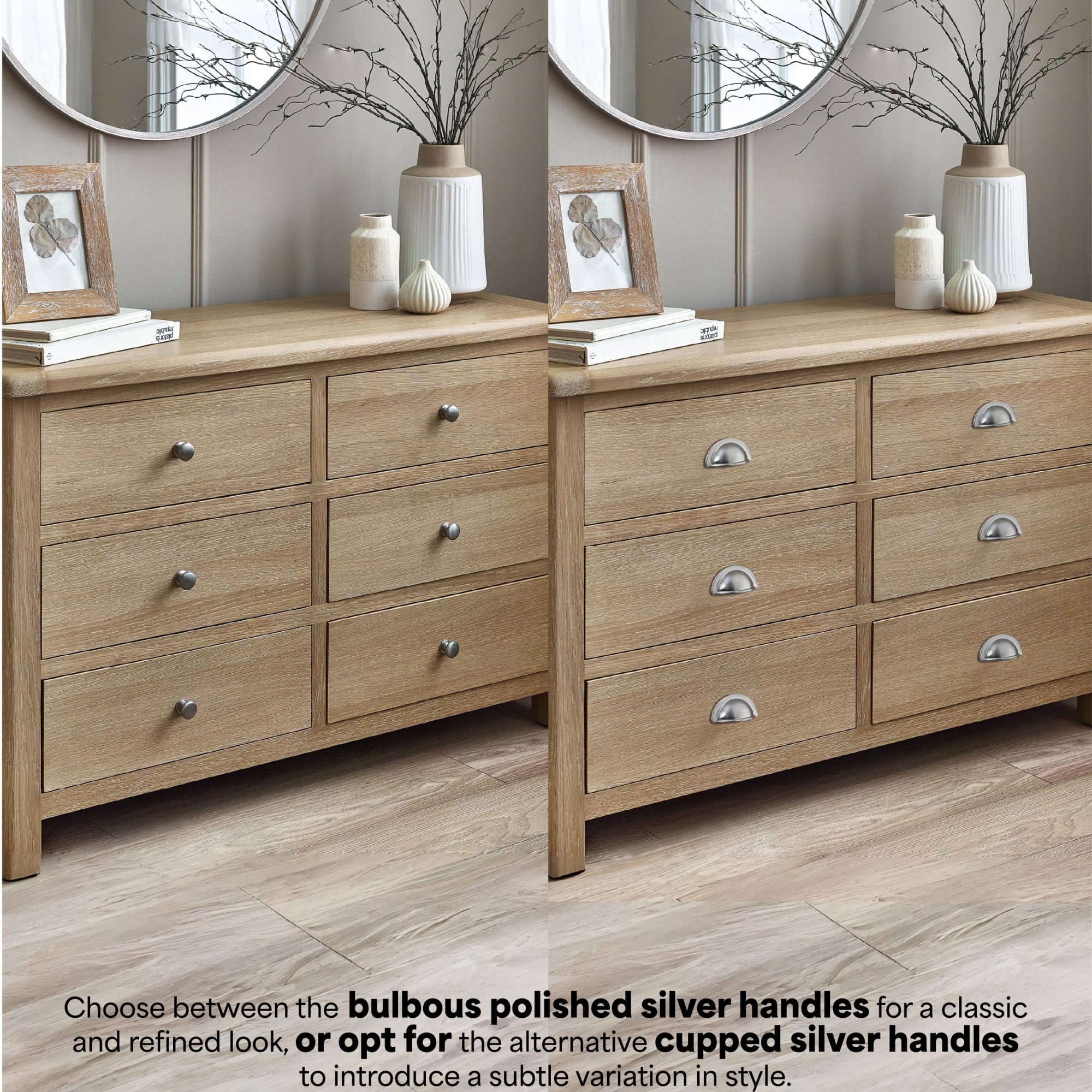 Memphis Limed Oak 6 Drawer Wide Chest