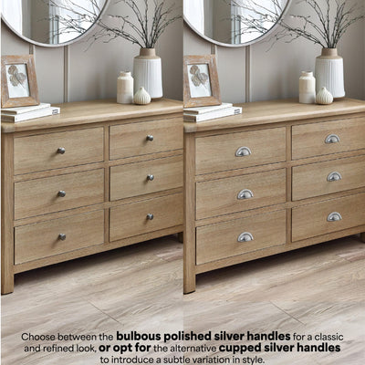 Memphis Limed Oak 6 Drawer Wide Chest