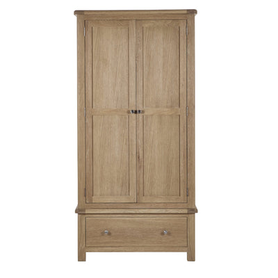 Memphis Limed Oak 2 Door 1 Drawer Wardrobe