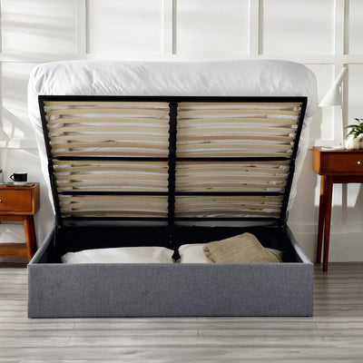 Merida Ottoman Storage 135cm Double Bed - Grey