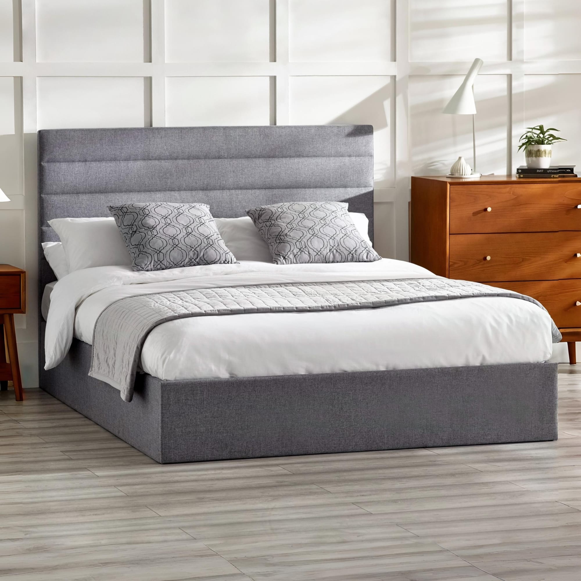 Merida Ottoman Storage 150cm King Bed - Grey