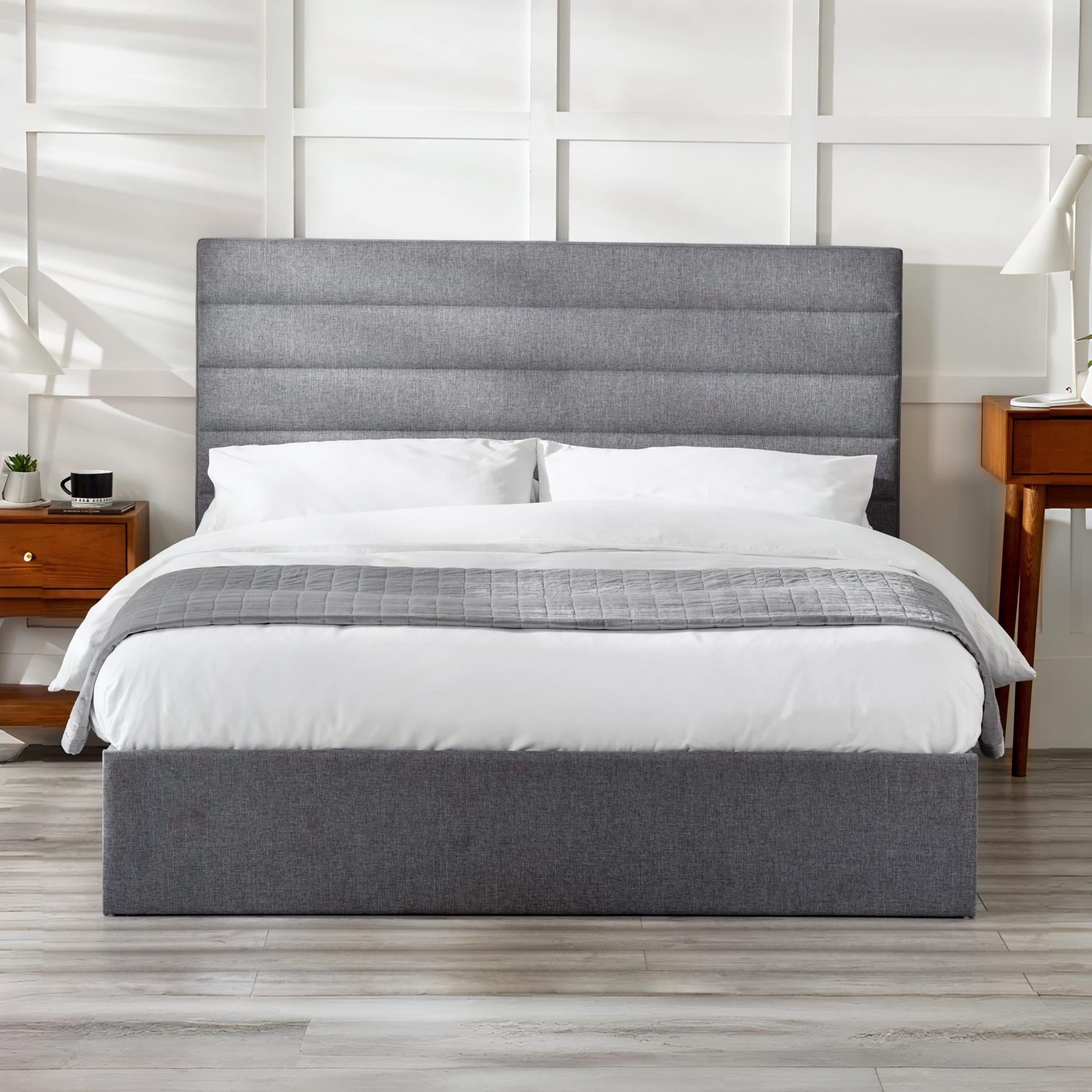Merida Ottoman Storage 150cm King Bed - Grey