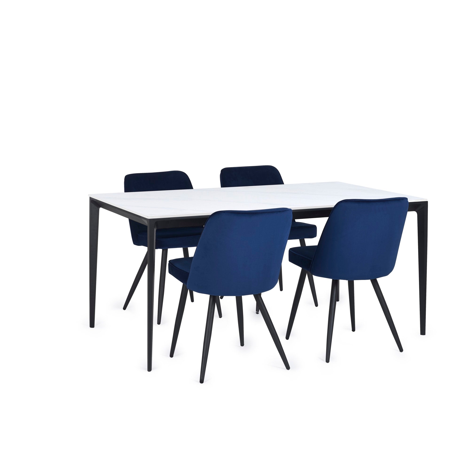 Miami Rectangular Stone Top Dining Table - White Marble