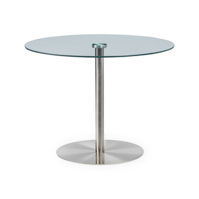 Milan Round Glass Brushed Steel Pedestal Table