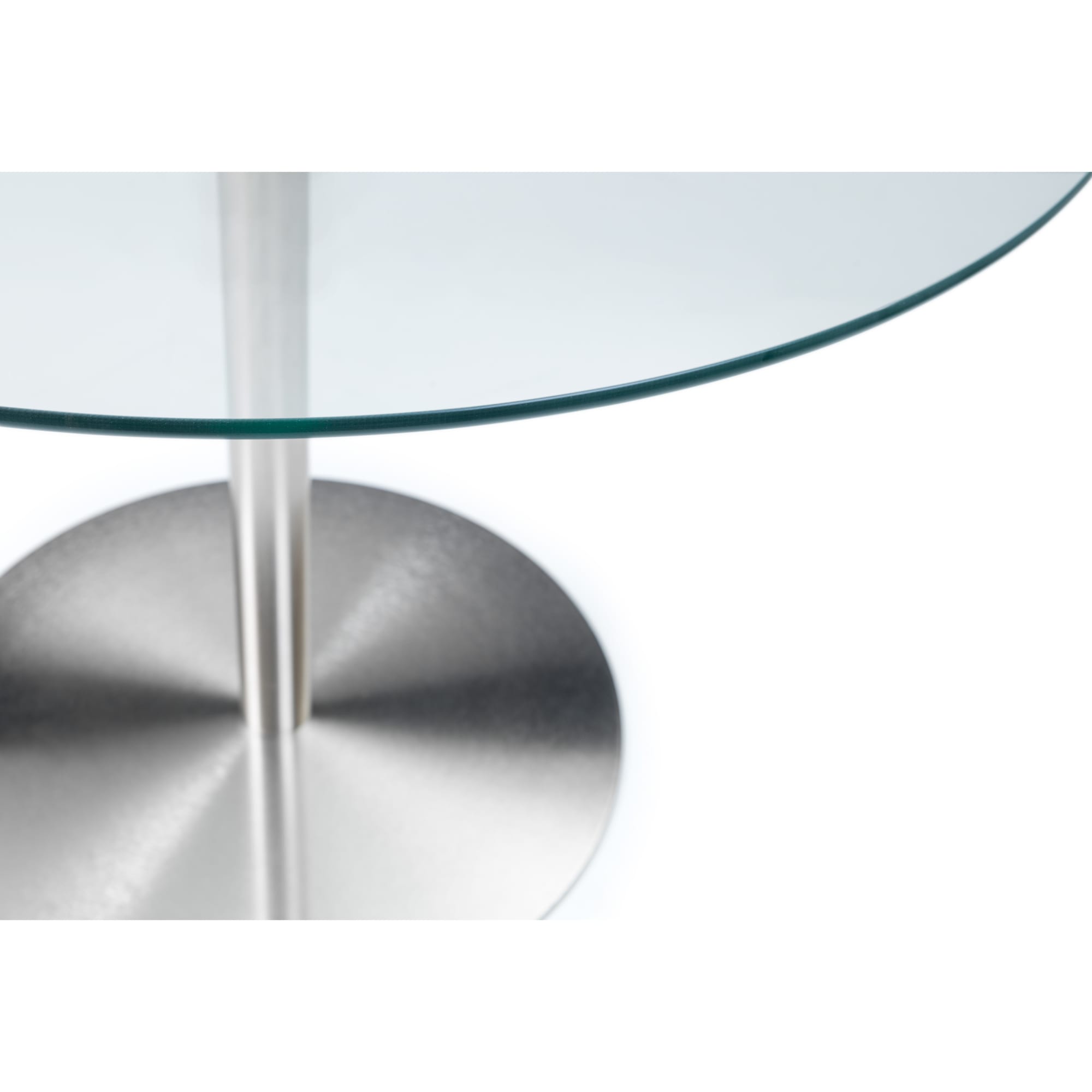 Milan Round Glass Brushed Steel Pedestal Table