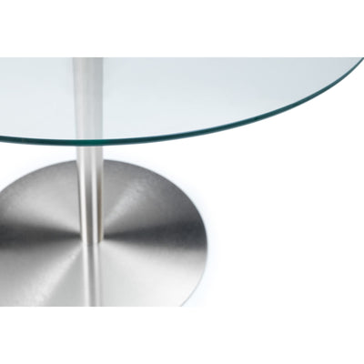 Milan Round Glass Brushed Steel Pedestal Table