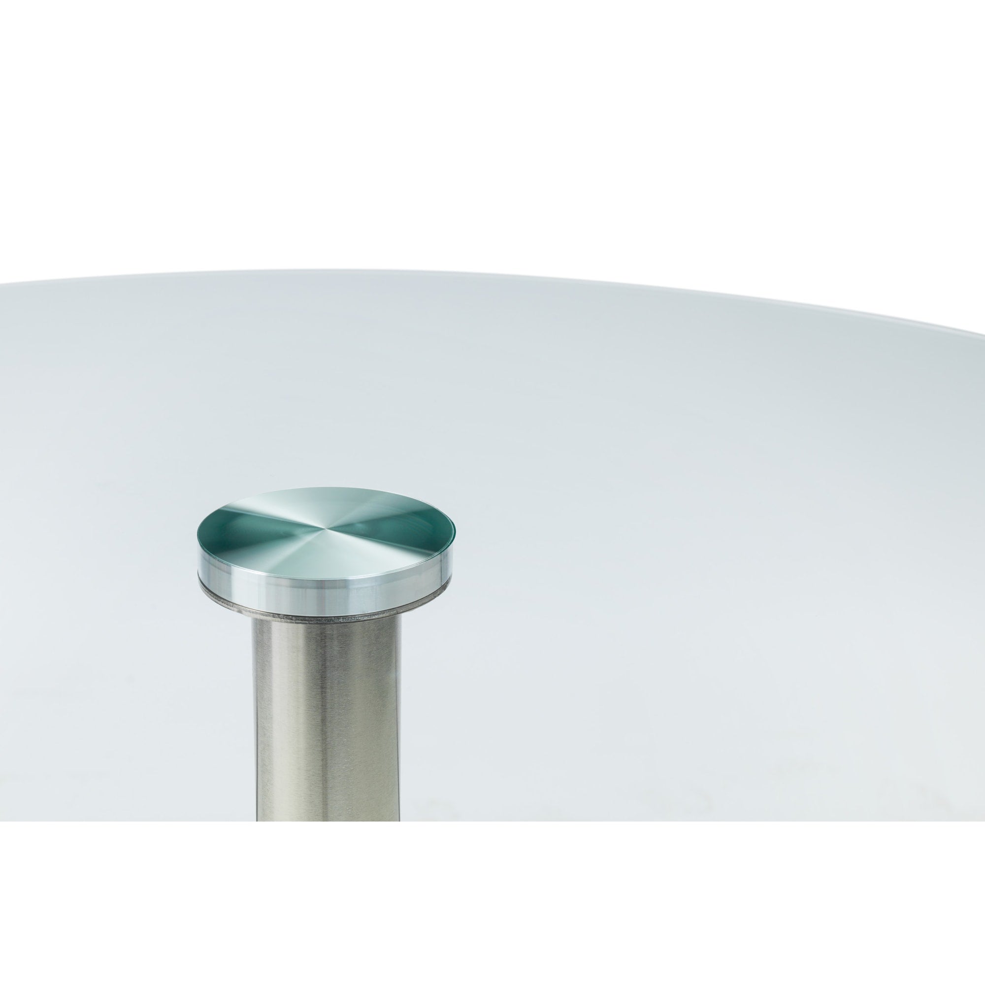 Milan Round Glass Brushed Steel Pedestal Table