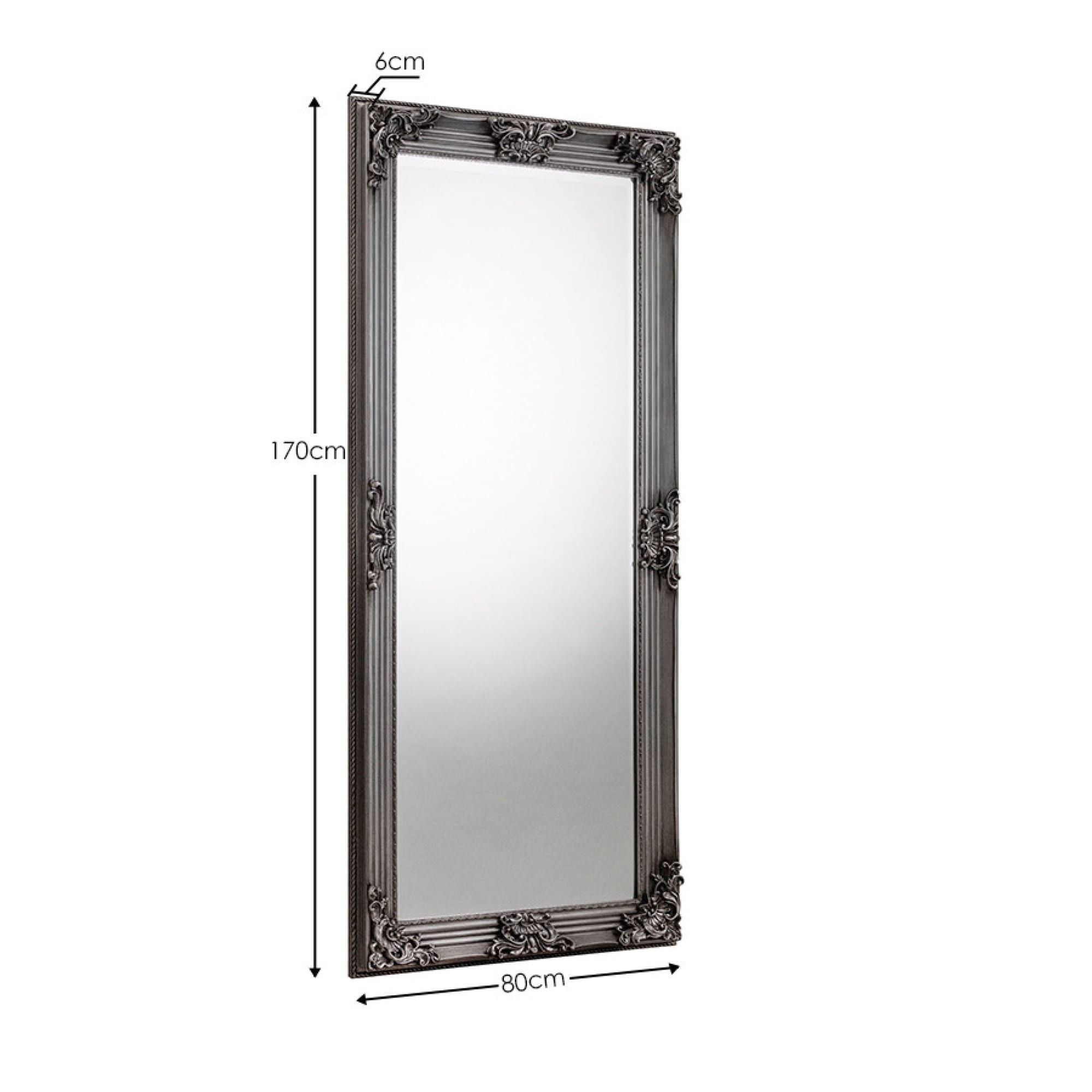 Rococo Pewter Lean-To Dress Mirror