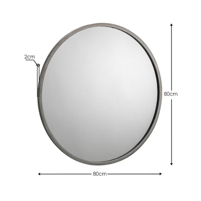 Octave Round Pewter Wall Mirror