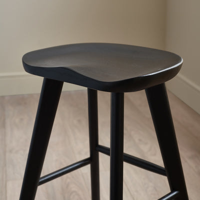 Mulu Black Solid Oak Bar Stool