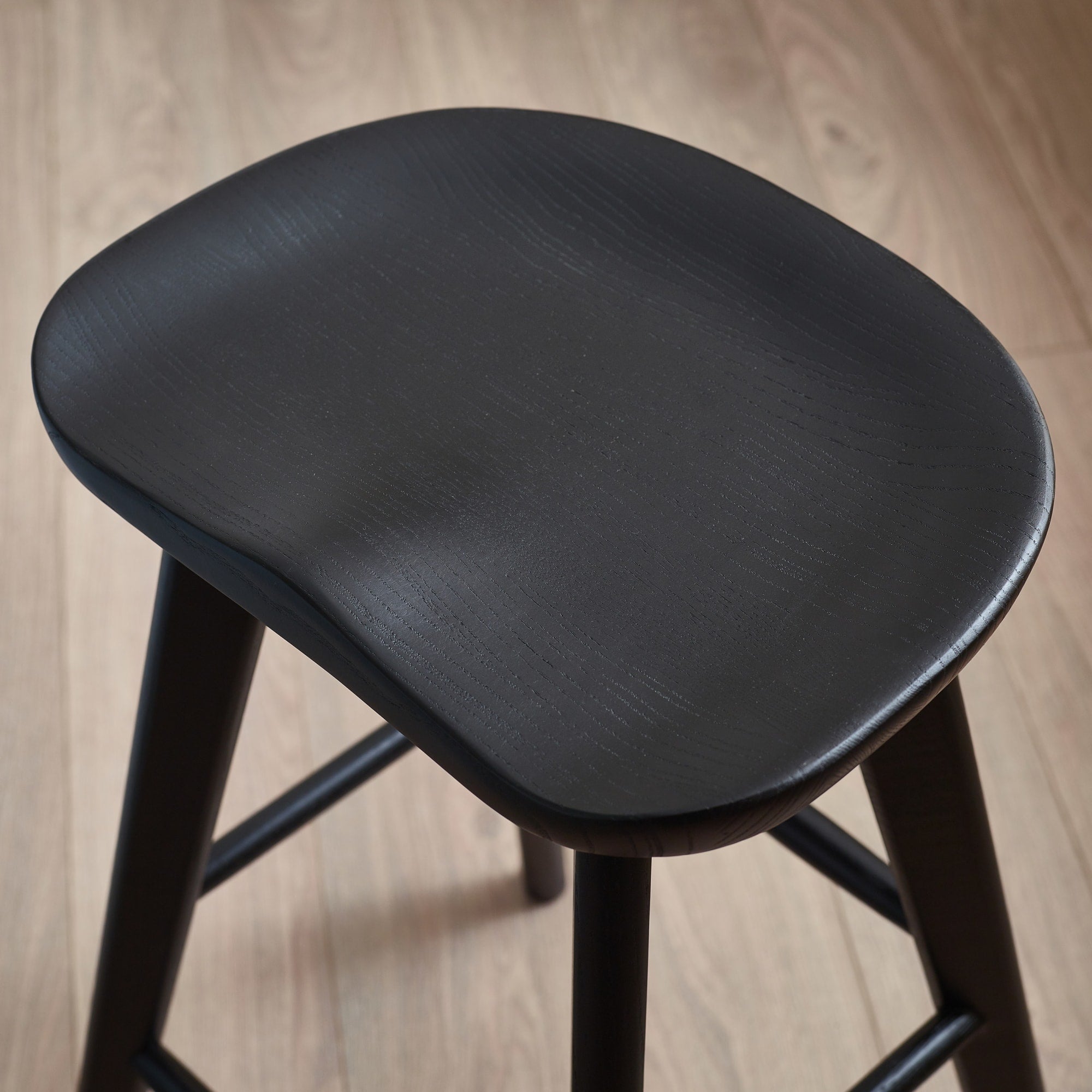 Mulu Black Solid Oak Bar Stool