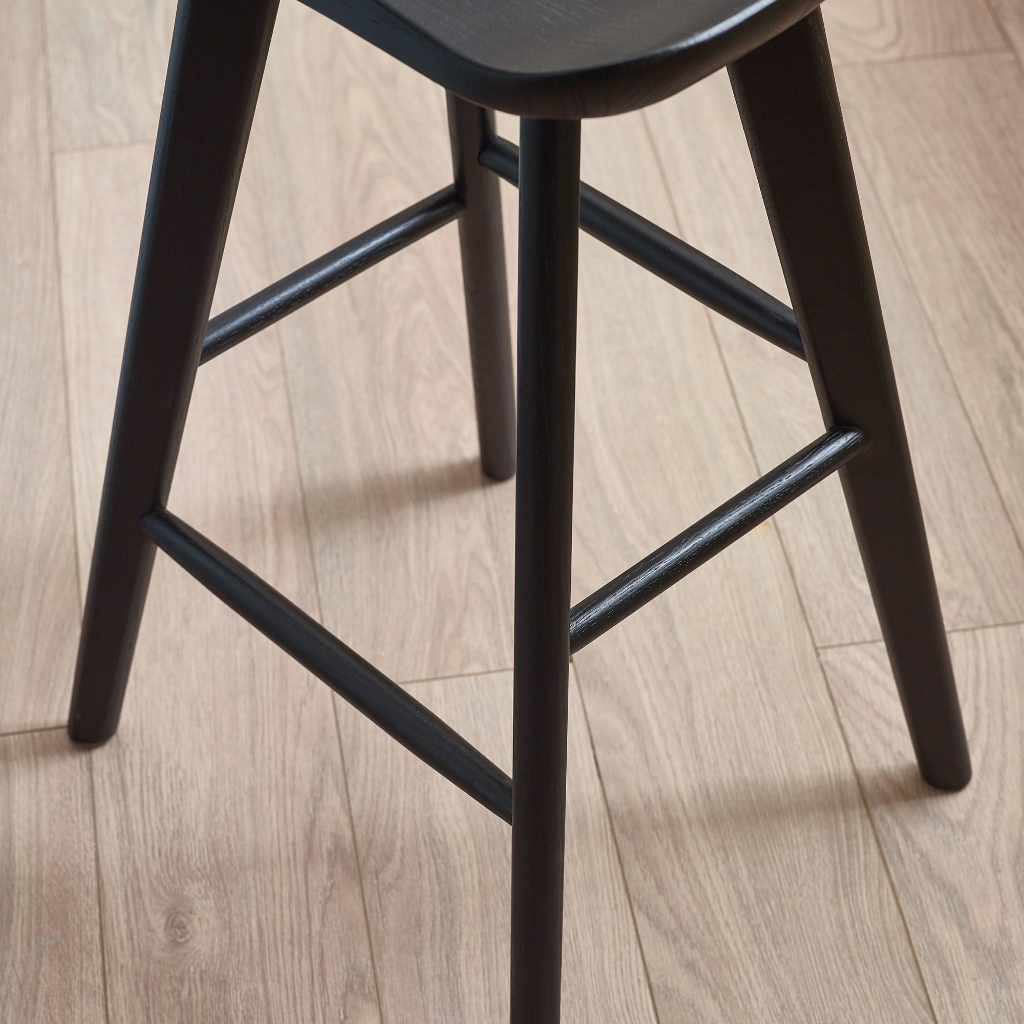 Mulu Black Solid Oak Bar Stool