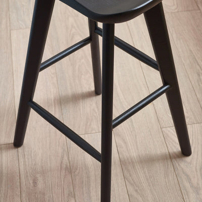 Mulu Black Solid Oak Bar Stool