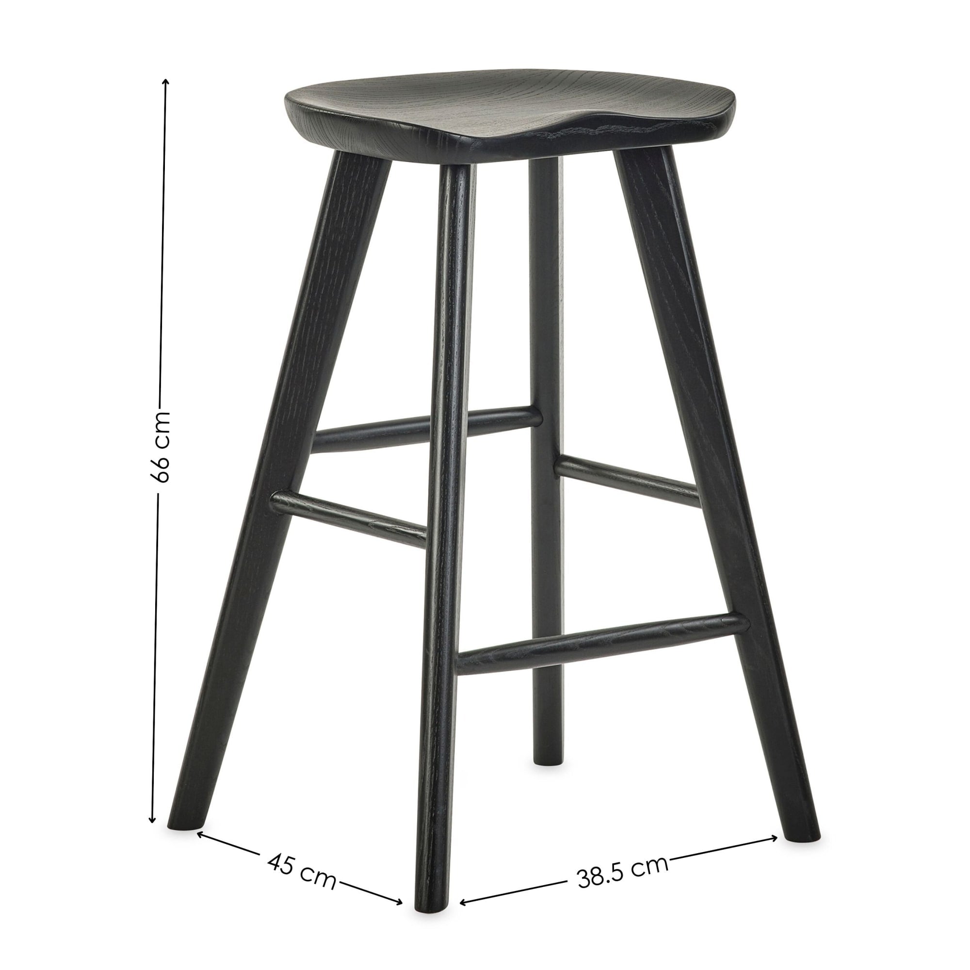 Mulu Black Solid Oak Bar Stool