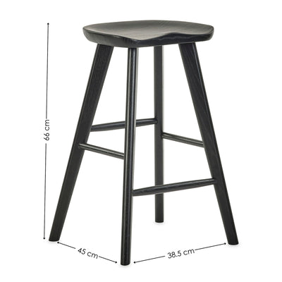 Mulu Black Solid Oak Bar Stool