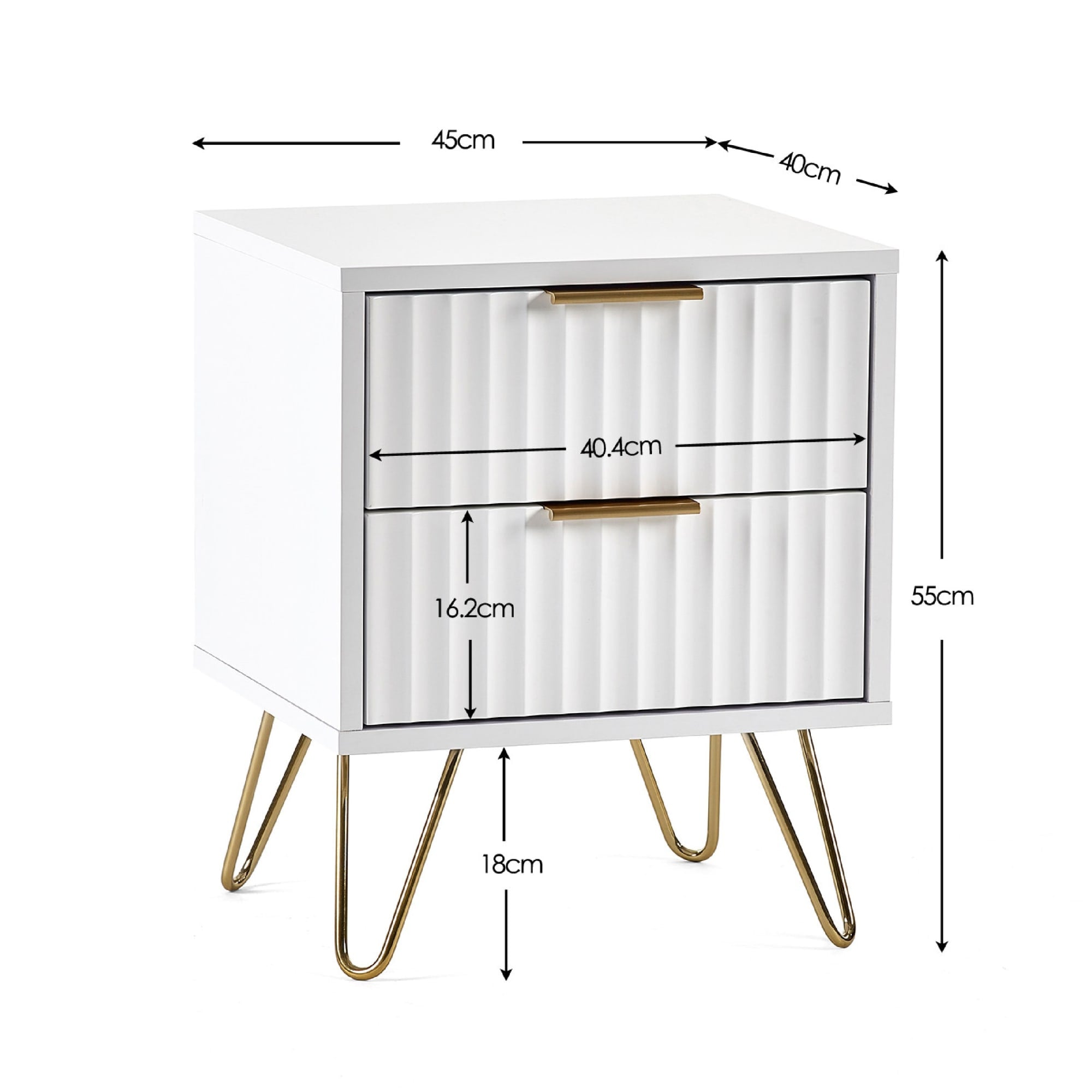 Murano 2 Drawer Bedside - Matt White