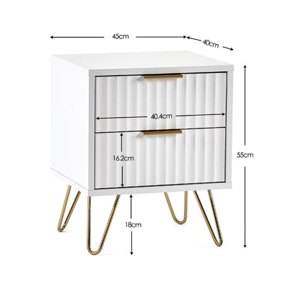 Murano 2 Drawer Bedside - Matt White