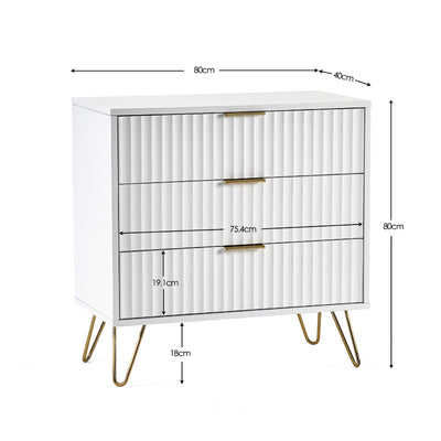 Murano 3 Drawer Chest - Matt White