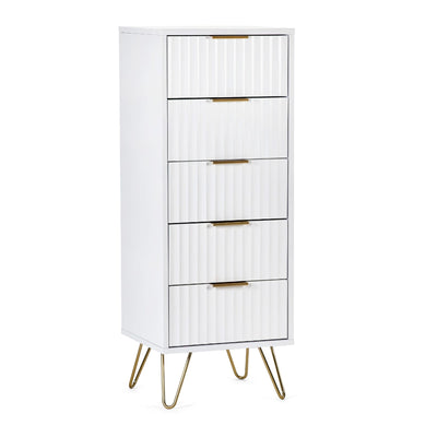Murano 5 Drawer Tallboy - Matt White