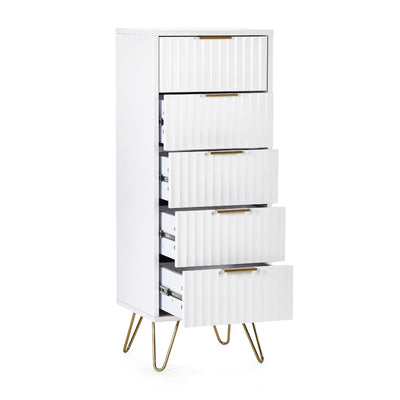 Murano 5 Drawer Tallboy - Matt White