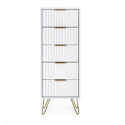Murano 5 Drawer Tallboy - Matt White