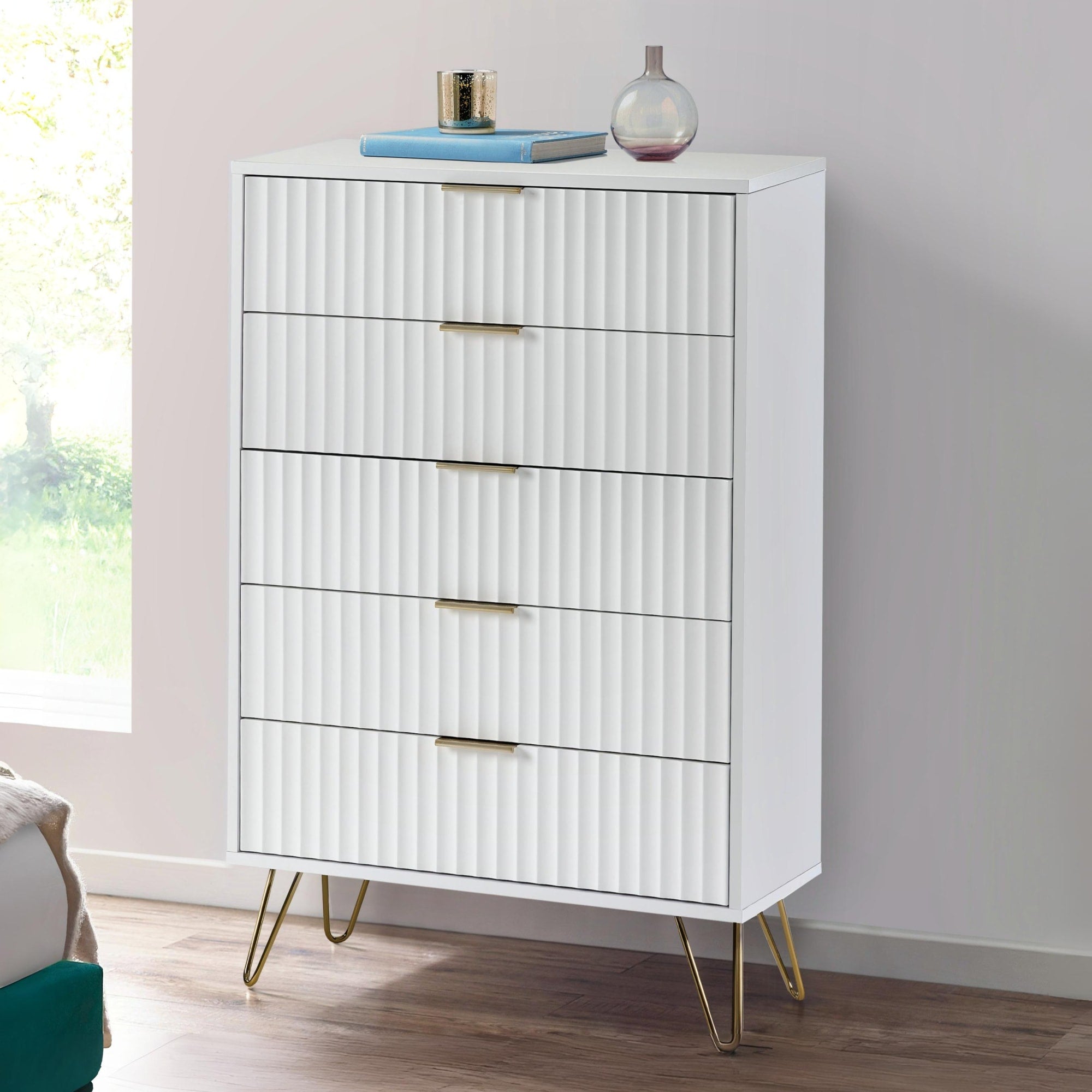 Murano 5 Drawer Chest - Matt White