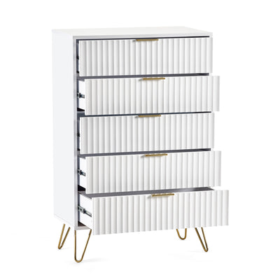 Murano 5 Drawer Chest - Matt White