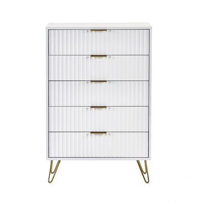 Murano 5 Drawer Chest - Matt White