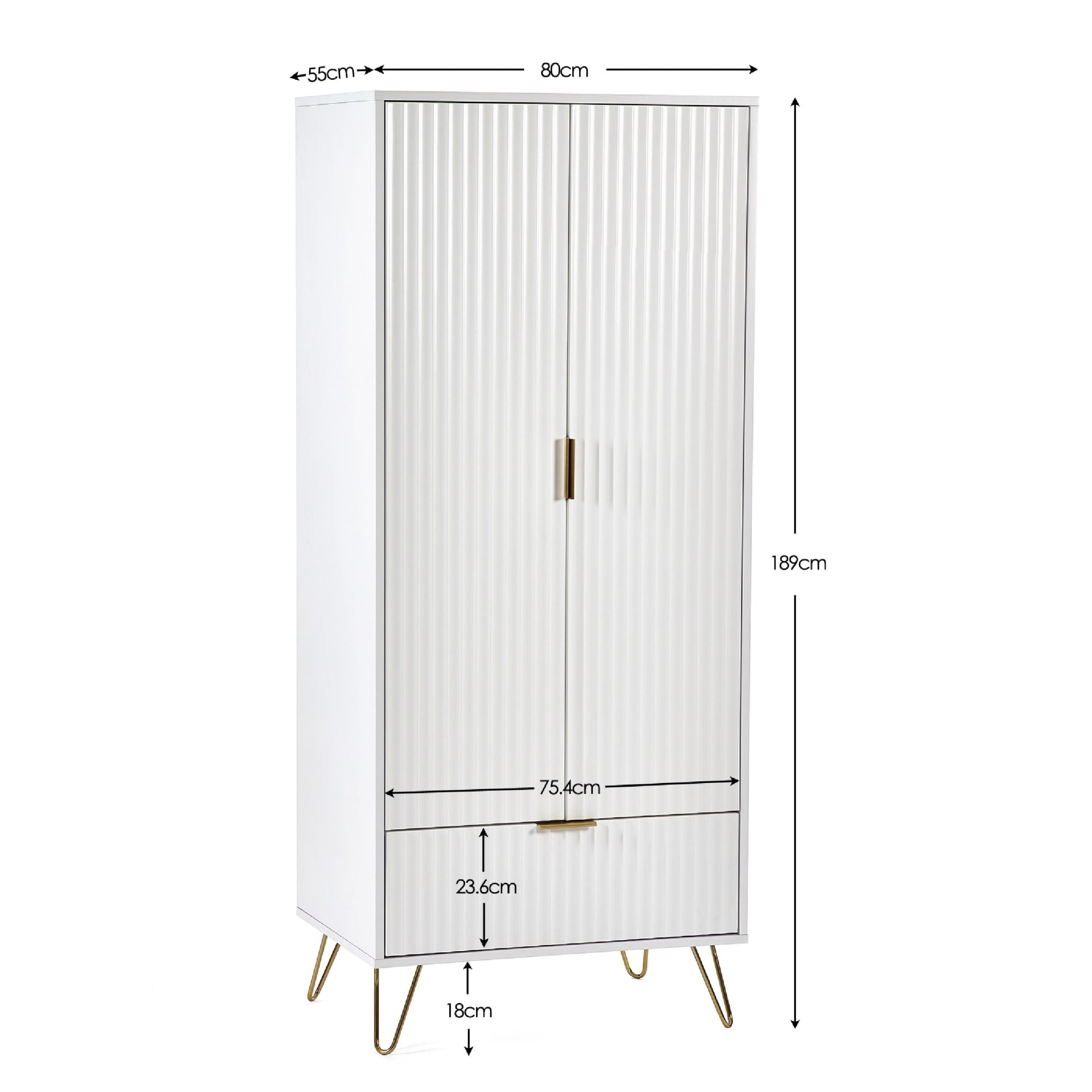 Murano 2 Door 1 Drawer Wardrobe - Matt White