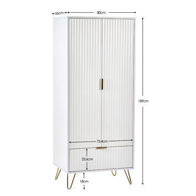 Murano 2 Door 1 Drawer Wardrobe - Matt White
