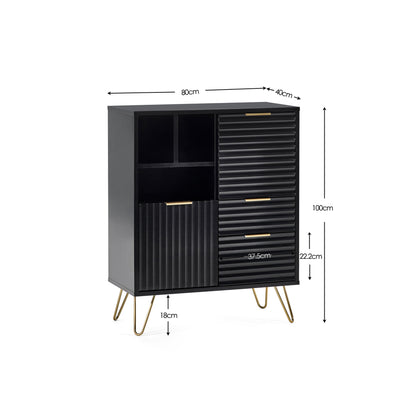 Murano 2 Door 2 Drawer Sideboard - Matt Black