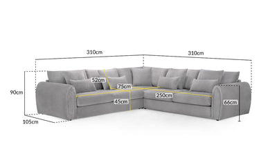 Mirabel Sofa Grey Large Corner