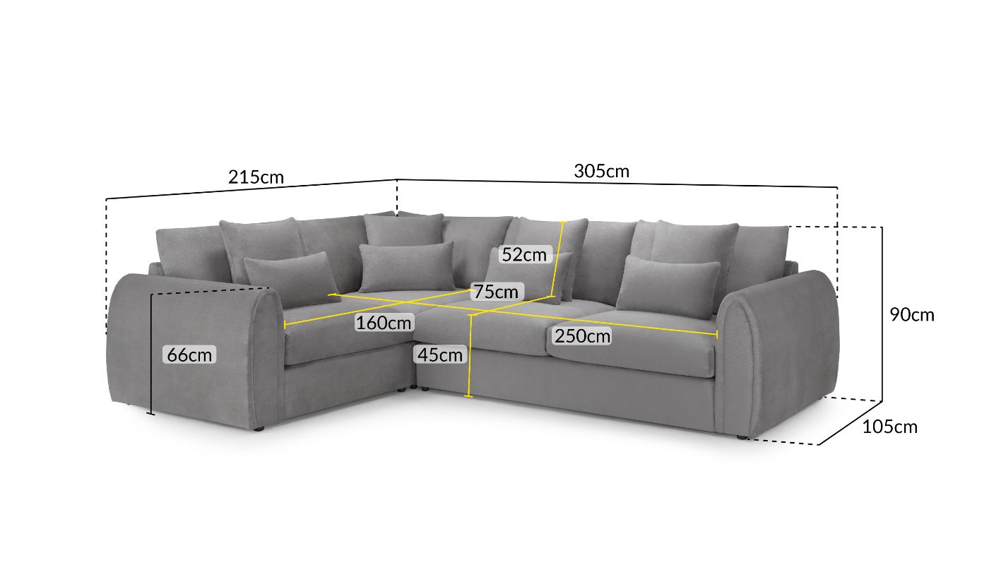 Mirabel Sofa Grey Left Hand Facing Corner