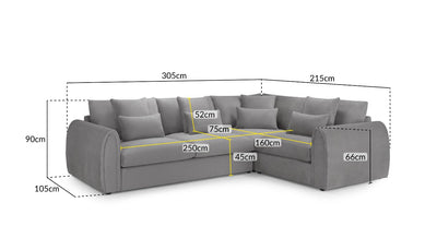 Mirabel Sofa Grey Right Hand Facing Corner