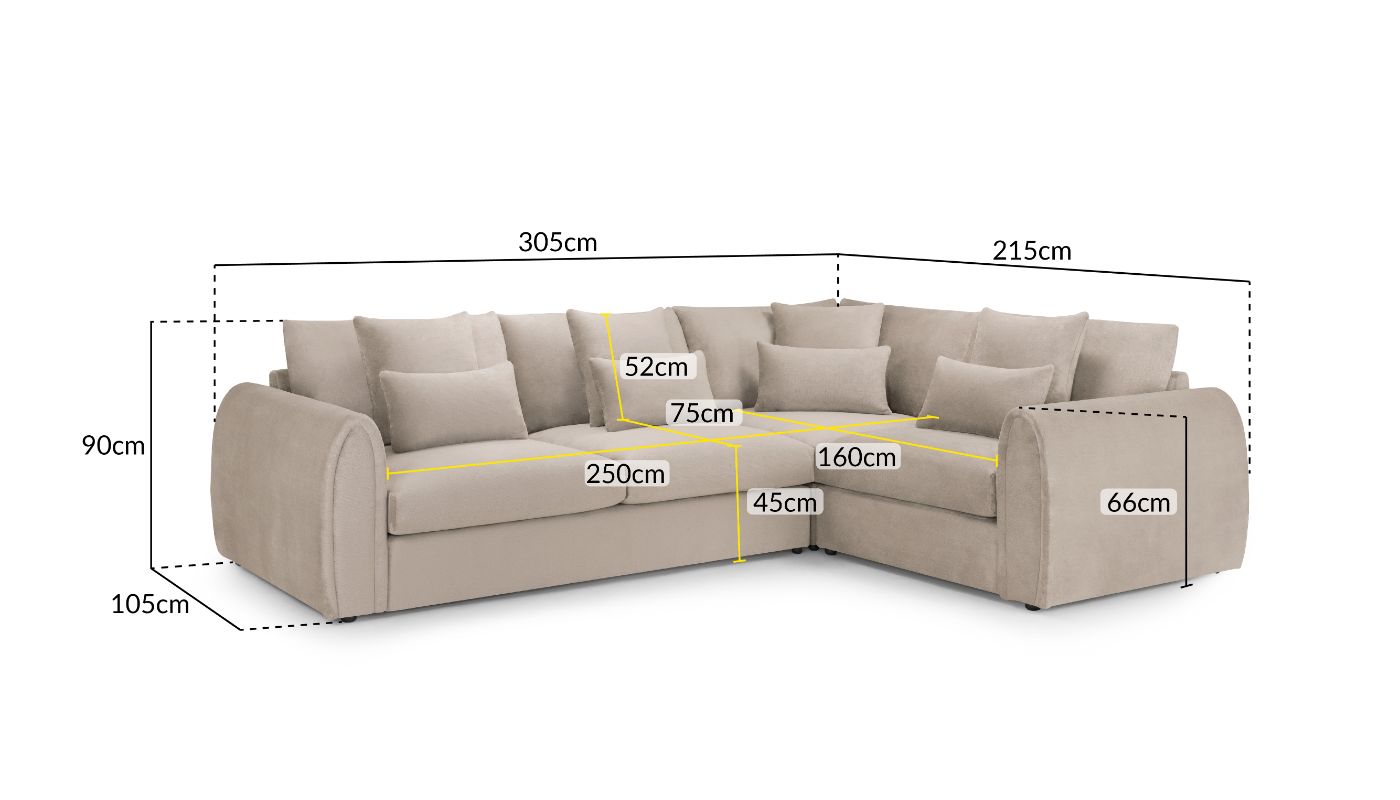 Mirabel Sofa Mocha Right Hand Facing Corner