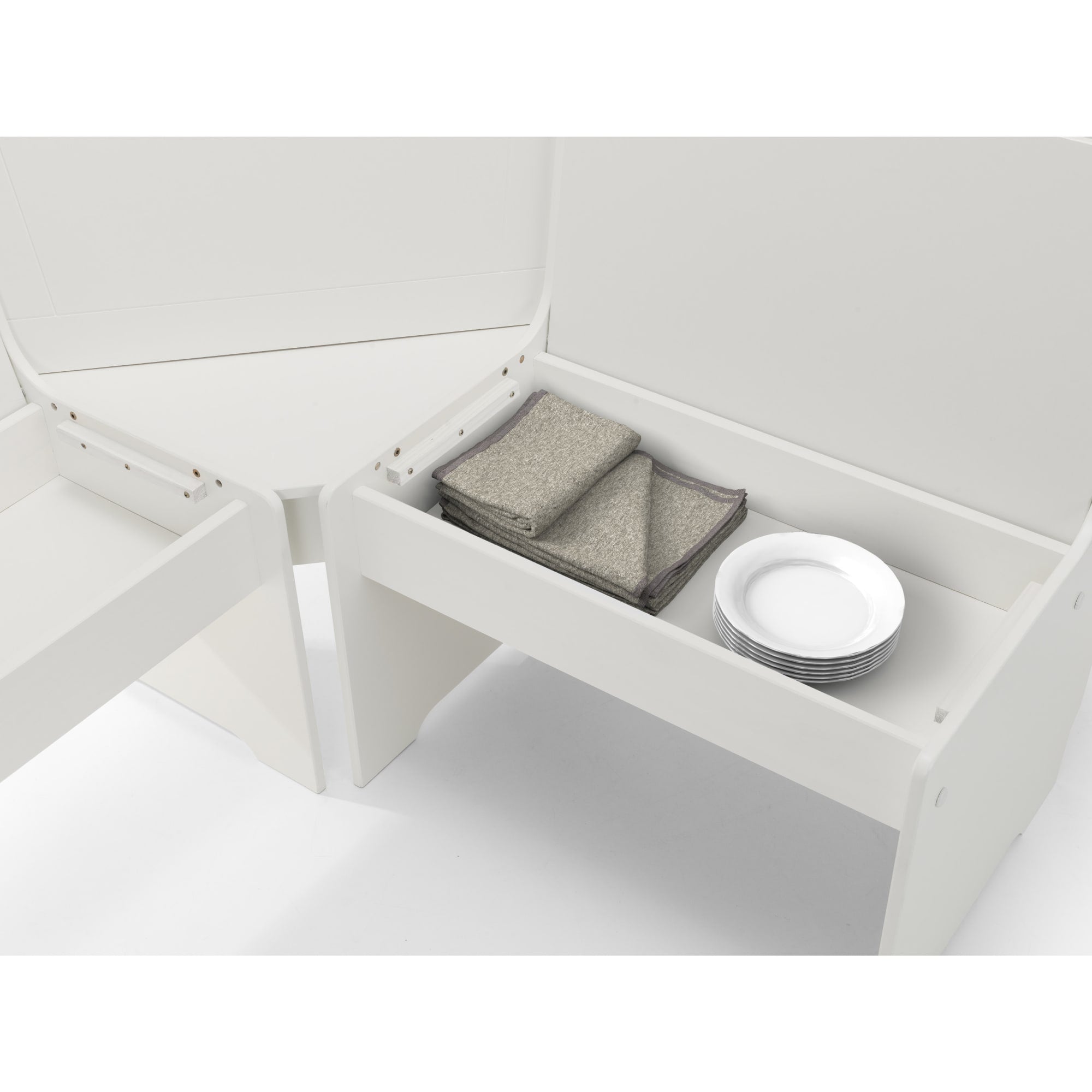Newport Corner Dining Set With Storage Bench - Surf White