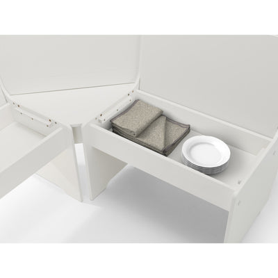 Newport Corner Dining Set With Storage Bench - Surf White