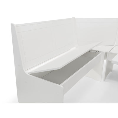 Newport Corner Dining Set With Storage Bench - Surf White