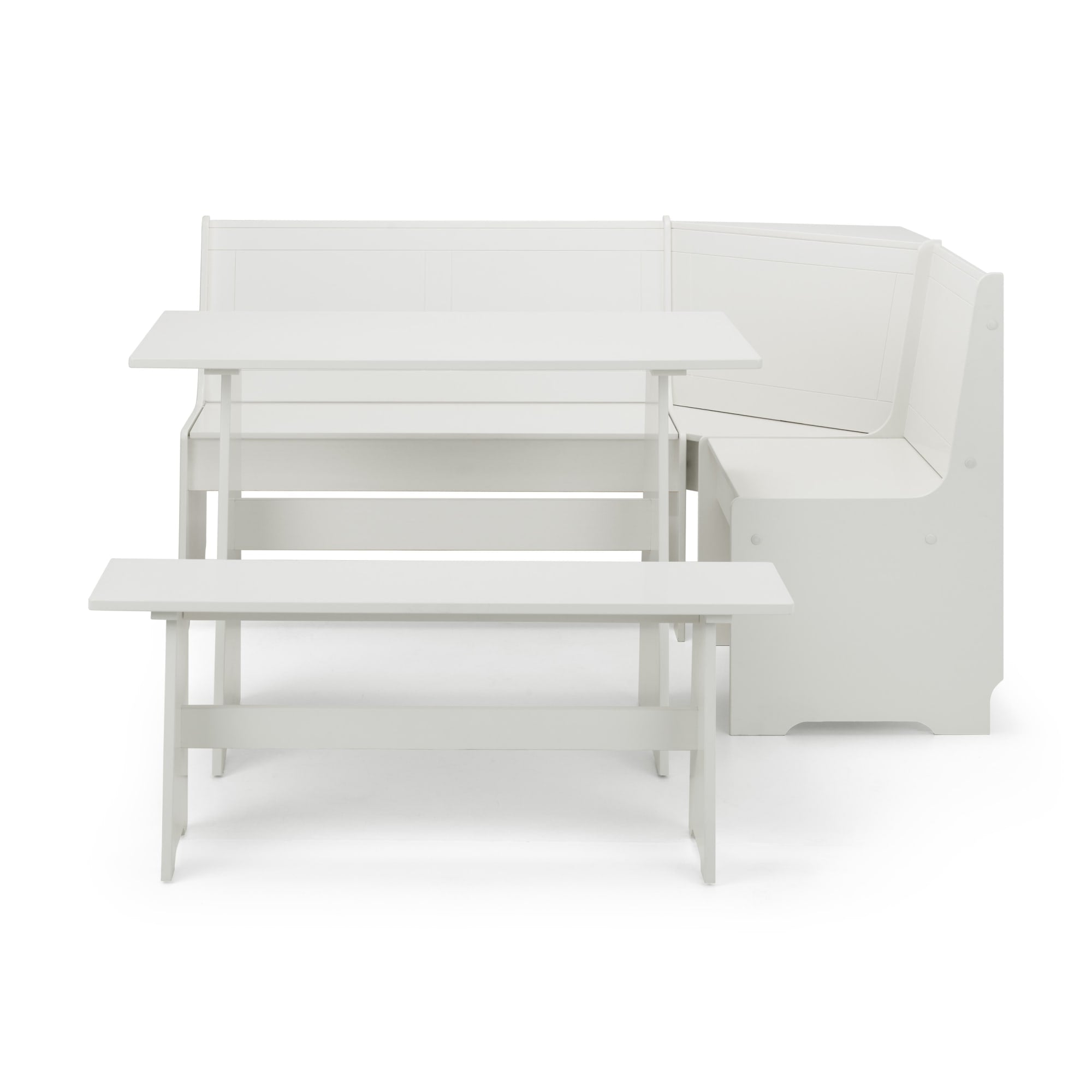 Newport Corner Dining Set With Storage Bench - Surf White