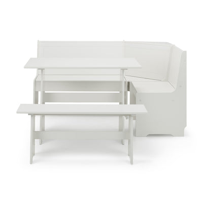 Newport Corner Dining Set With Storage Bench - Surf White