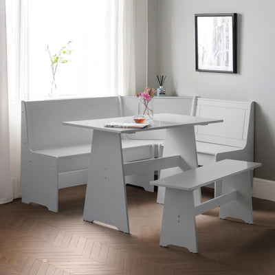 Newport Corner Dining Set With Storage Bench - Dove Grey