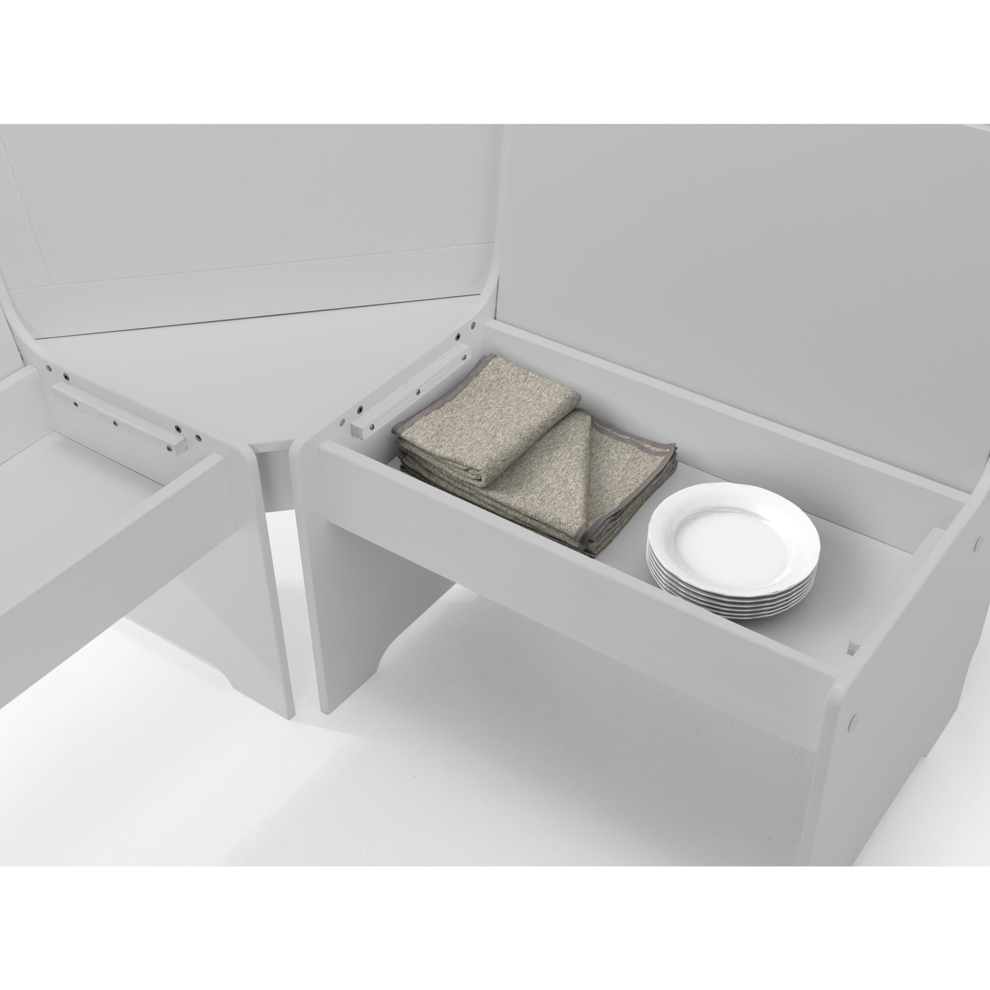 Newport Corner Dining Set With Storage Bench - Dove Grey