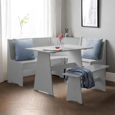 Newport Corner Dining Set With Storage Bench - Dove Grey