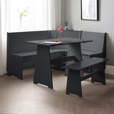 Newport Corner Dining Set With Storage Bench - Anthracite