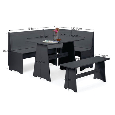Newport Corner Dining Set With Storage Bench - Anthracite