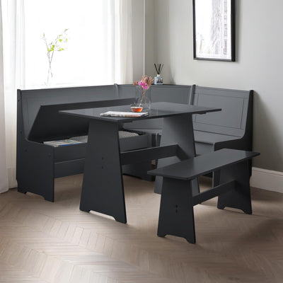 Newport Corner Dining Set With Storage Bench - Anthracite