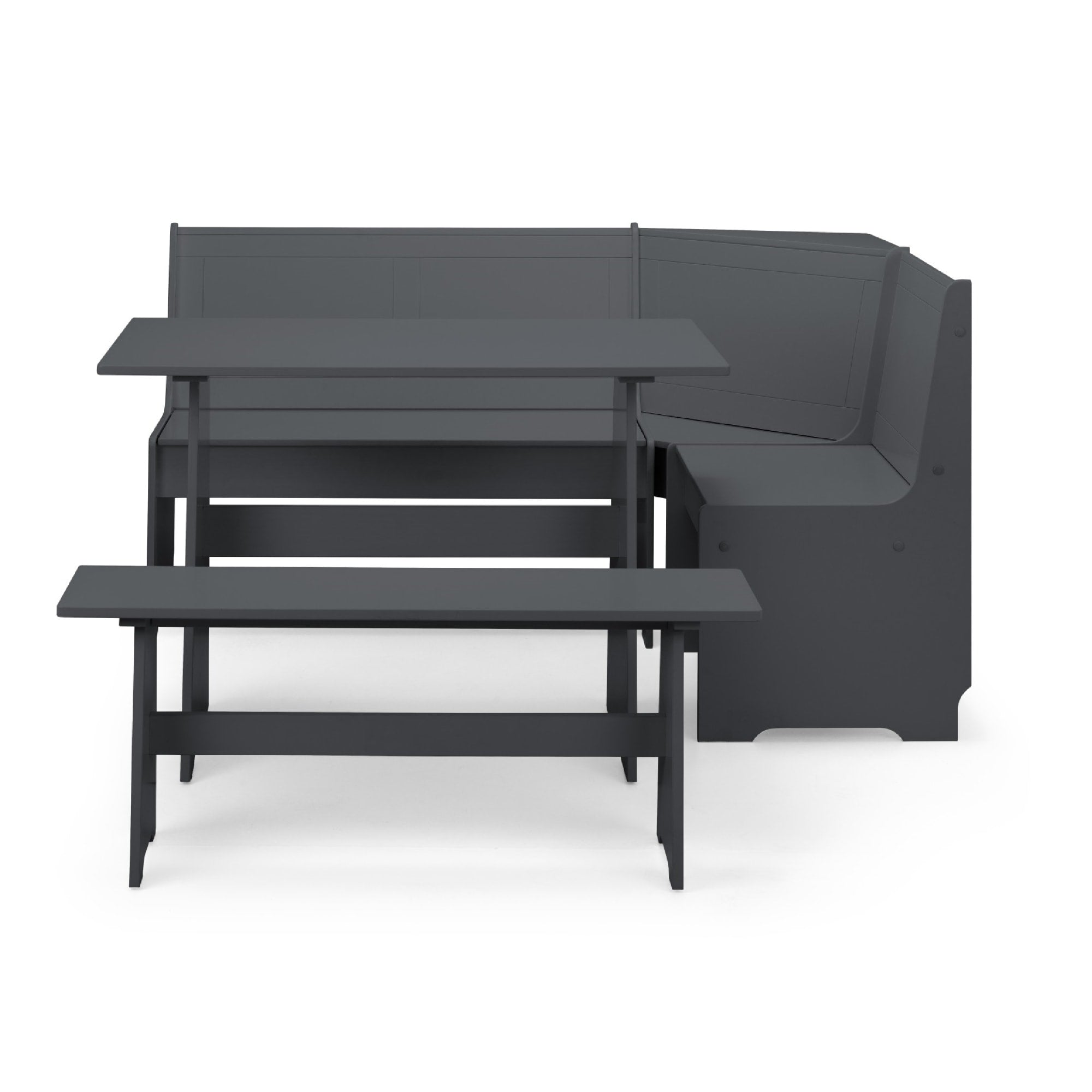 Newport Corner Dining Set With Storage Bench - Anthracite