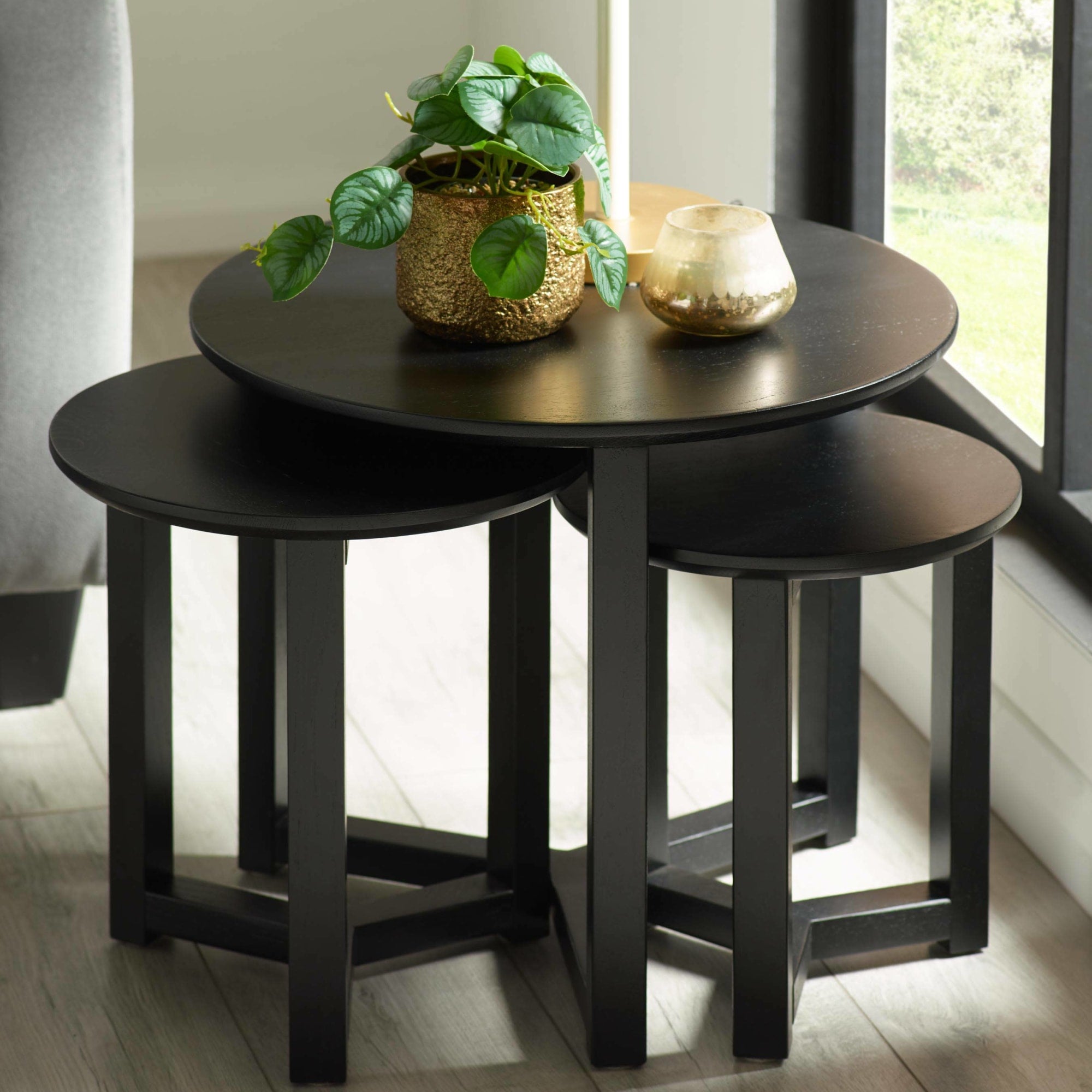 Nidri Black Nest Of 3 Tables
